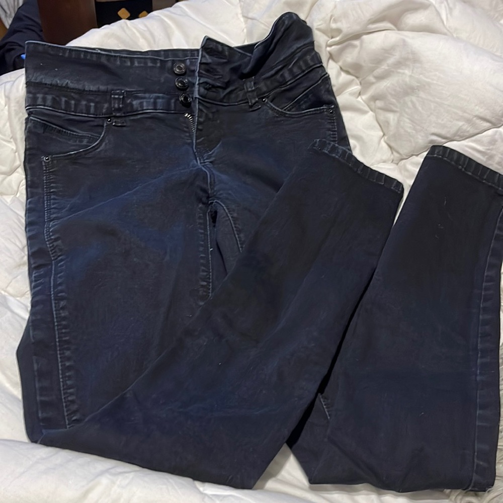 Black girls jeans zip with 3 buttons straight leg